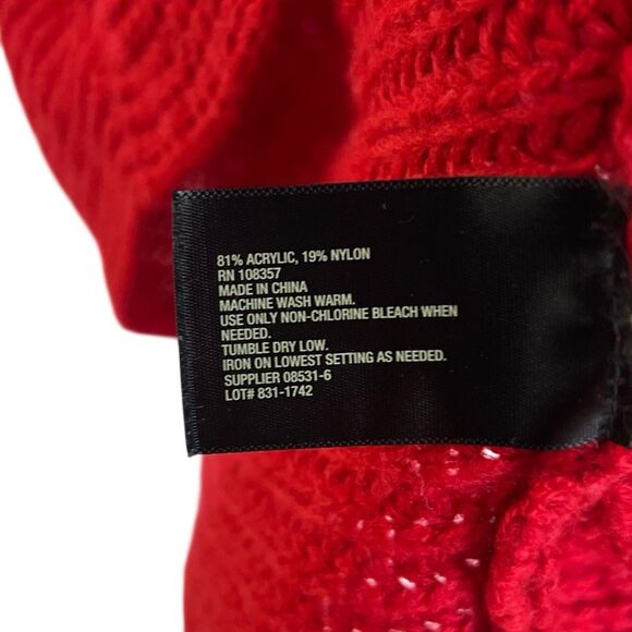 Worthington Ribbed Textured Wave Knit Scoop Neck Pullover Sweater Red Size Large - Picture 5 of 6